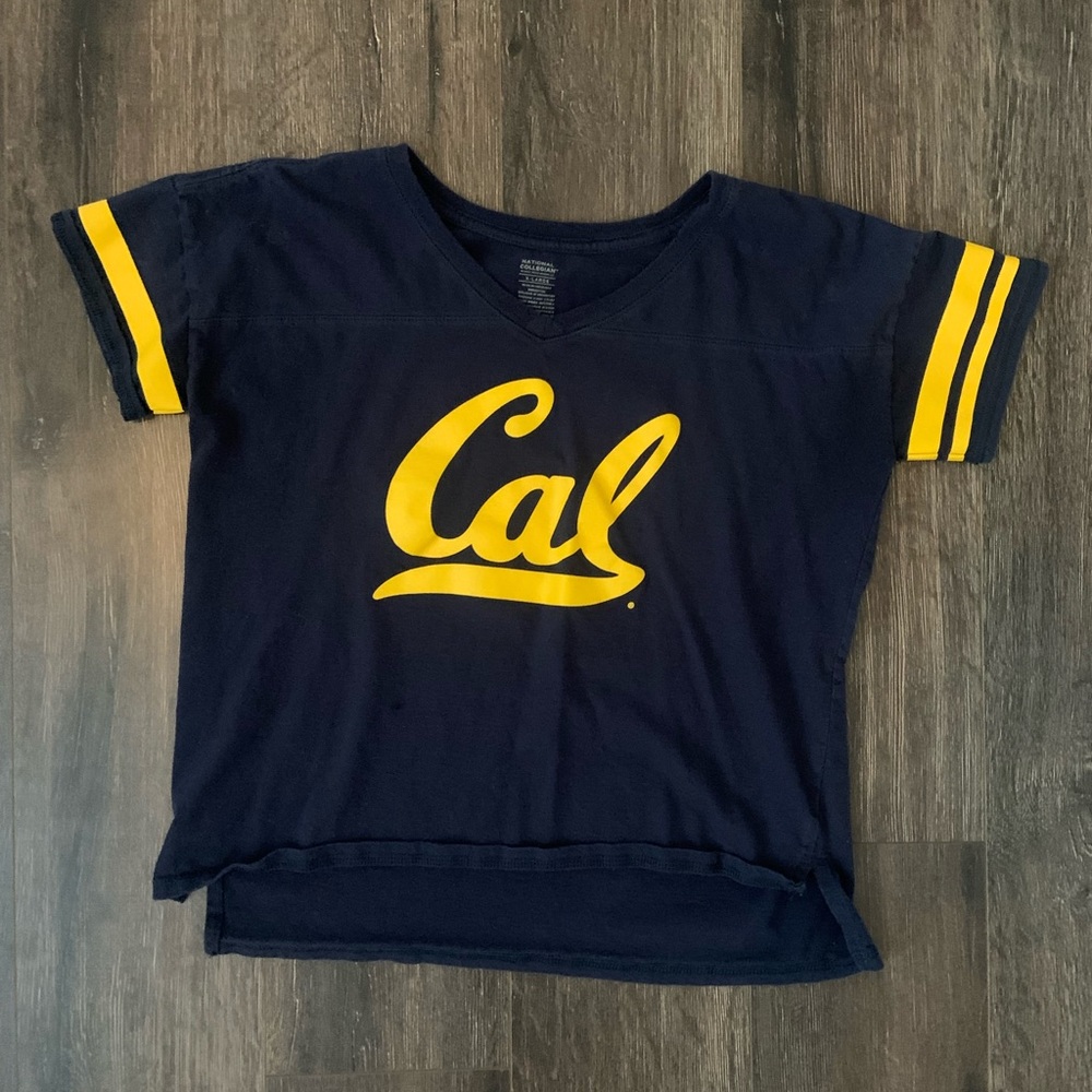 national collegian crop top, size XL, color blue